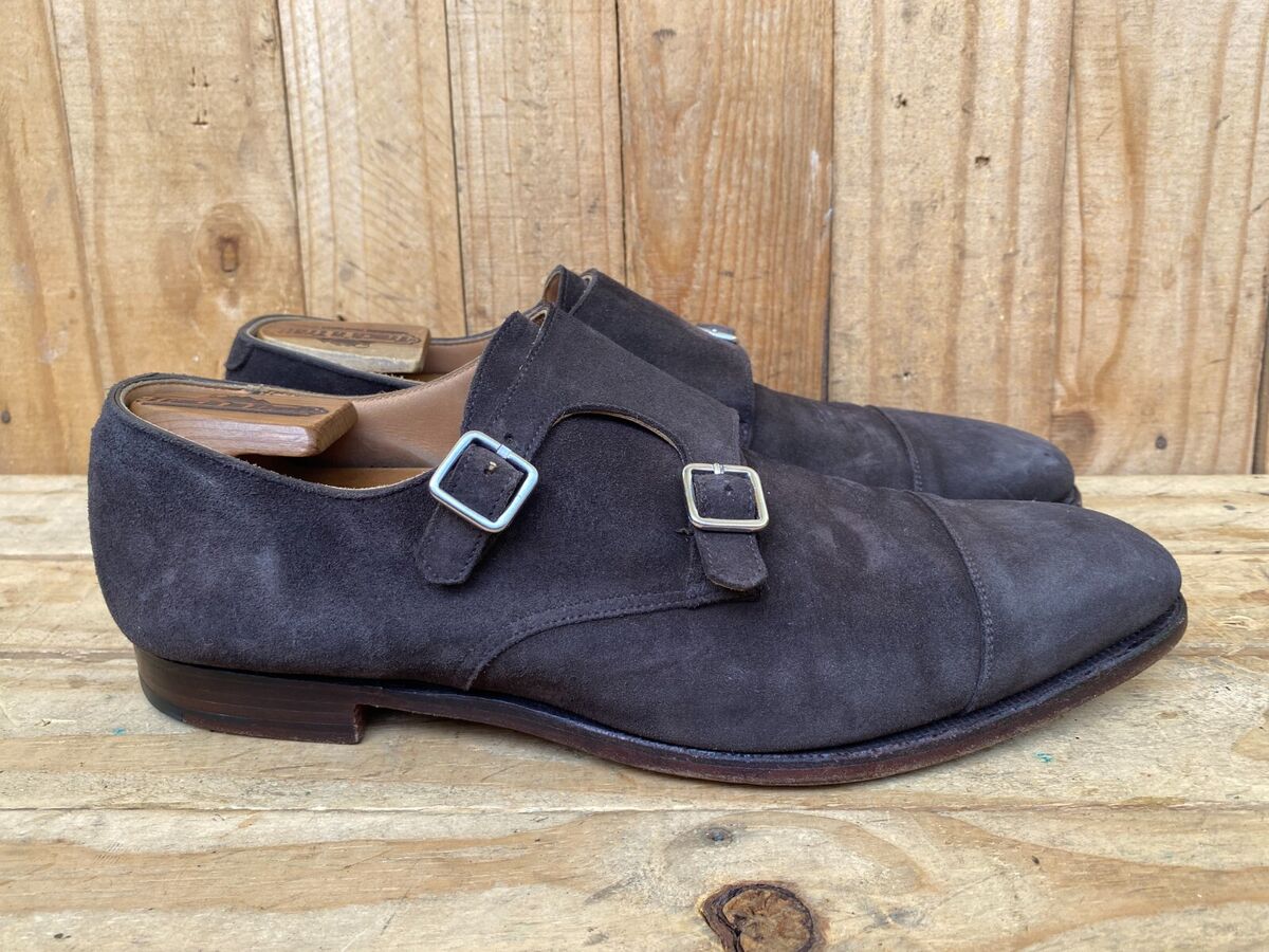 Crockett & Jones Lowndes Brown Suede Double Monk Strap Shoes