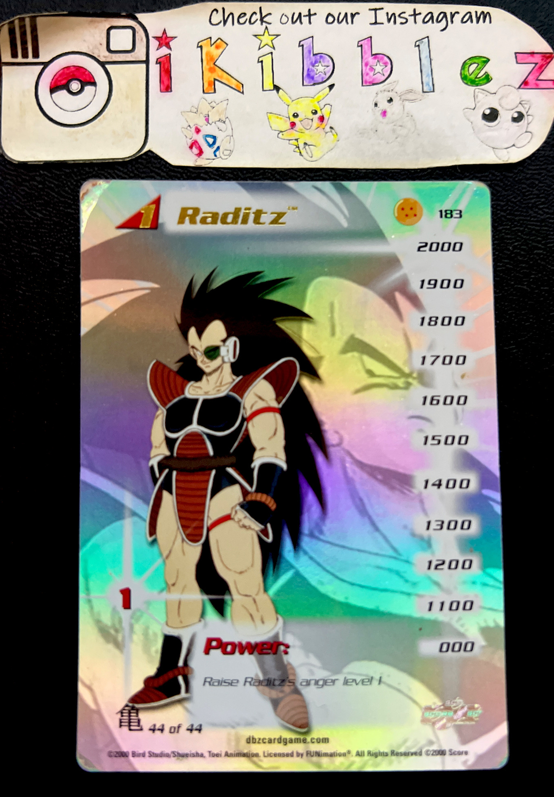 Raditz 44/44 PL+ Ultra Rare Holo Vintage Dragon Ball Z Card. Free Tracked Ship!