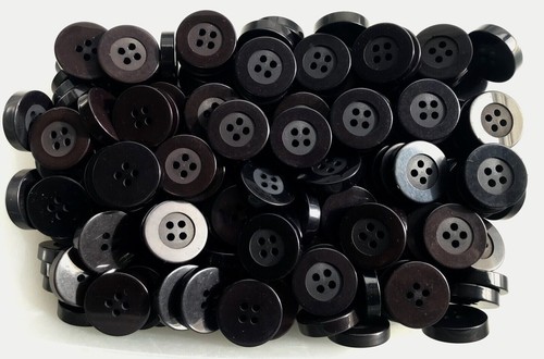 Buttons 25mm 40L Black Chunky Polished 4 Hole Jacket Coat Button (BB29) - Picture 23 of 24
