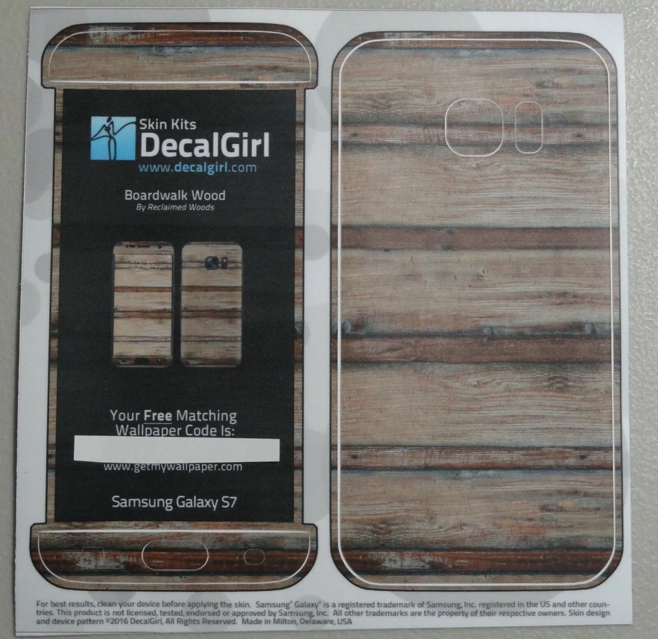 Calcomanía de revestimiento de madera recuperada paseo marítimo teléfono celular niña Samsung Galaxy S7 calcomanía niña Foto 3 de 3