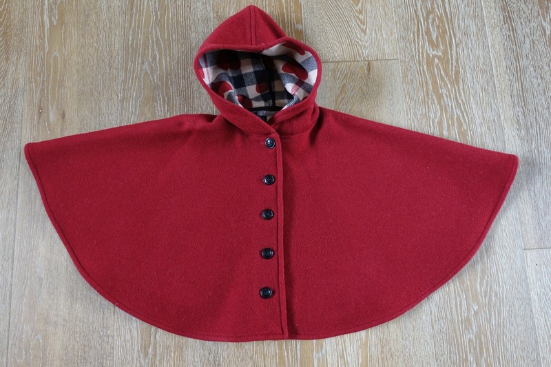 Burberry Girls Red 100% Wool Cape Size L NWOT