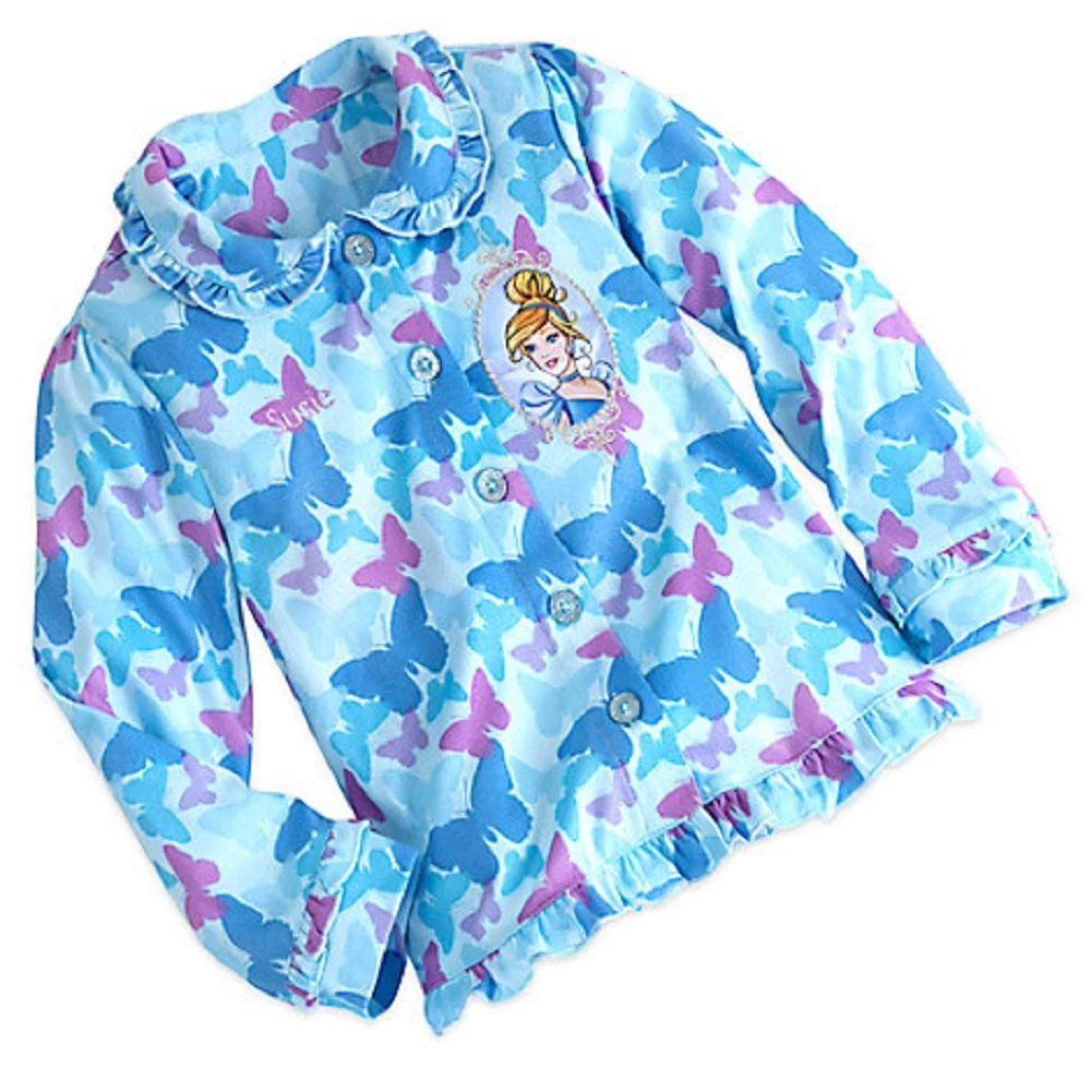 Disney Store Cinde Flannel Sleep Set Pajamas Princess Blue New