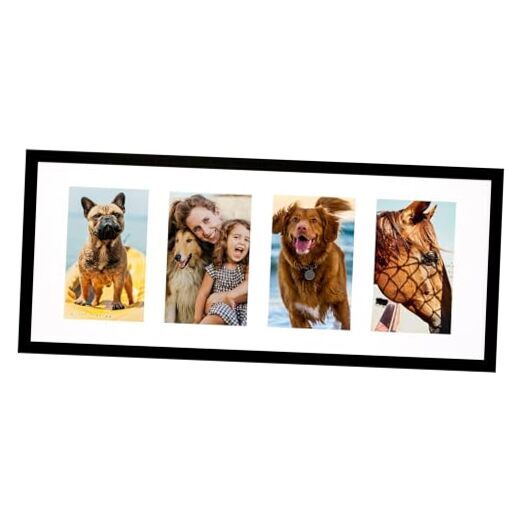 Picture Frames Black Display 4 4x6 Mat Photos Horizontal and Vertical for 8x20-image
