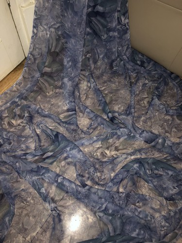 1 mtr bluey grey paisley ocean print dress chiffon fabric..45” wide (114cm) - Picture 3 of 6