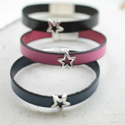 10 Schiebeperlen Stern f. flaches Leder, Slider, DIY Schmuck z.TOP Preis ZM313 - Picture 8 of 12