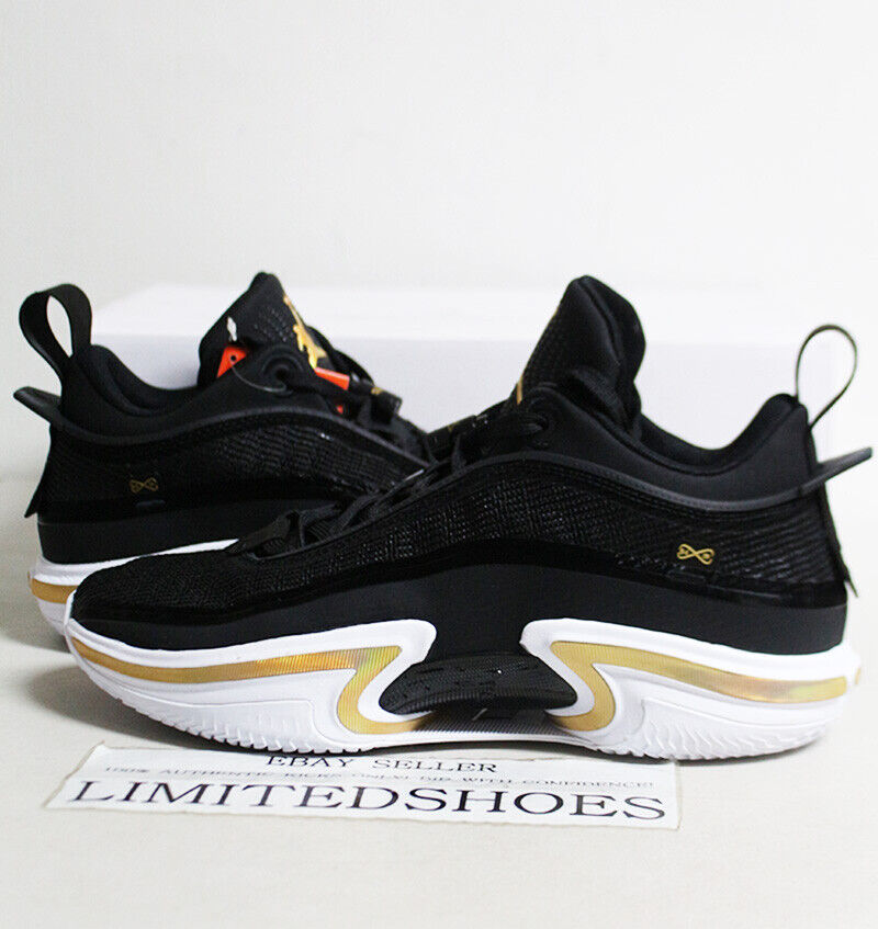 Nike Air Jordan 36 XXXVI Low PF Black Metallic Gold White Nike Air Jordan 36 XXXVI Low PF Black Metallic Gold White