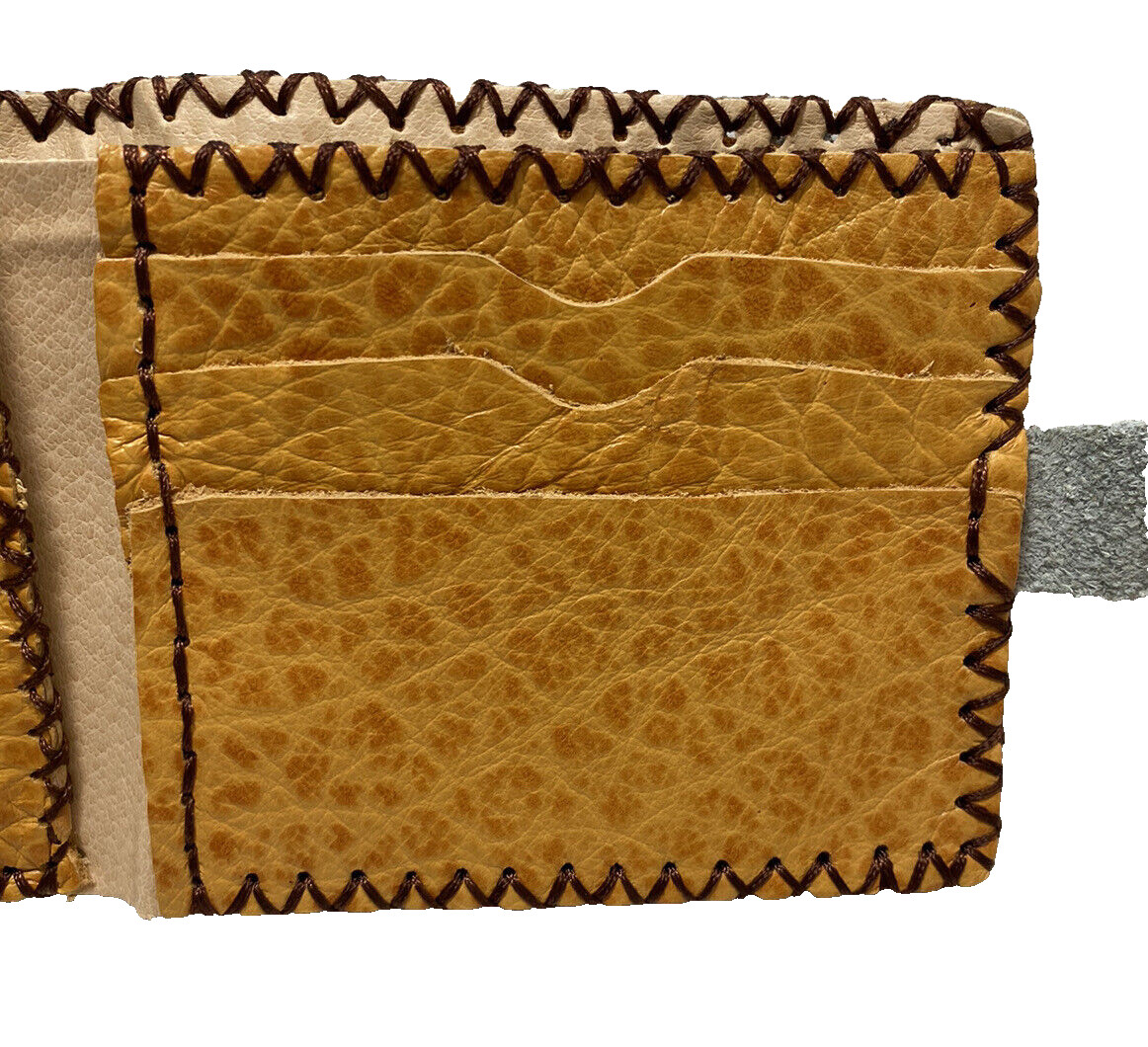 Vintage Leather Boho Patchwork Bifold Wallet Bill… - image 4