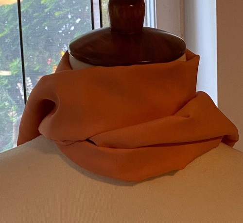 Sciarpa vintage arancione bruciato accessorio moda donna 47" x 14" - Foto 4 di 5