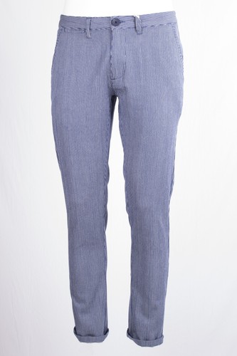 MARKUP CHINO HOSE AUS BAUMWOLLE MICRO GESTREIFT BLAU UND WEISS LEICHT - Bild 1 von 9