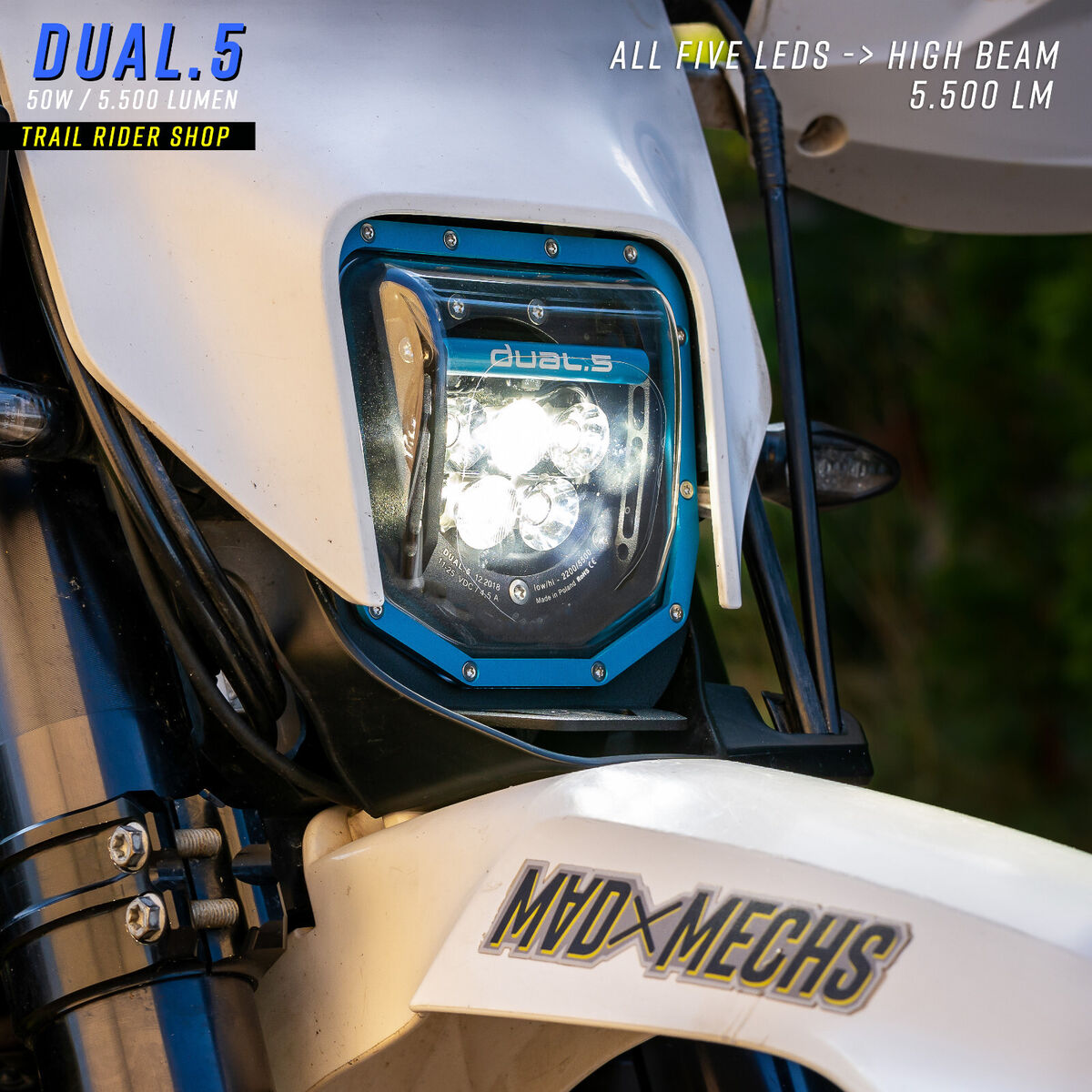 DUAL5 LED LAMP HEADLIGHT HUSQVARNA TE FE     RALLY ADV   BLU