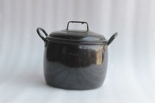 Vintage Black Iron Enamel Pot By Judge Ware Made In England Old Collectible