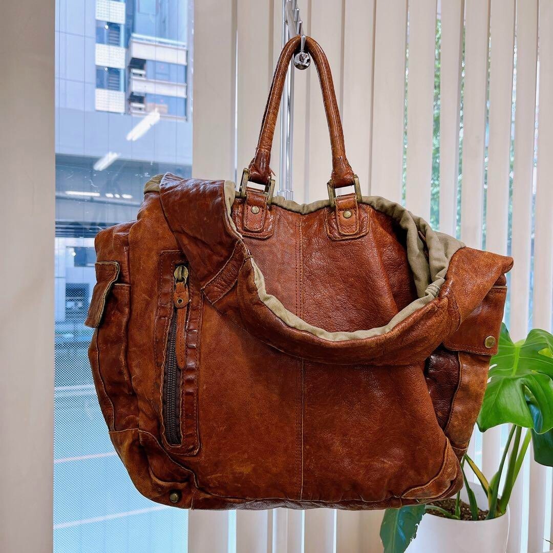 Tough Jeansmith Shoulder Tote Bag Handbag Leather Canvas in
