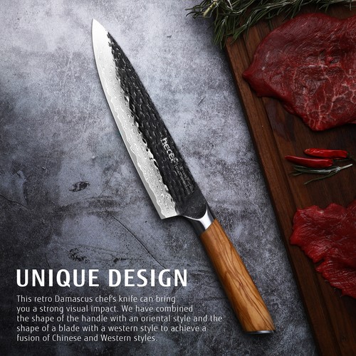 8in Chef Knife Japanese VG10 Professional Extra Sharp Damascus Kitchen Knife - Picture 10 of 12