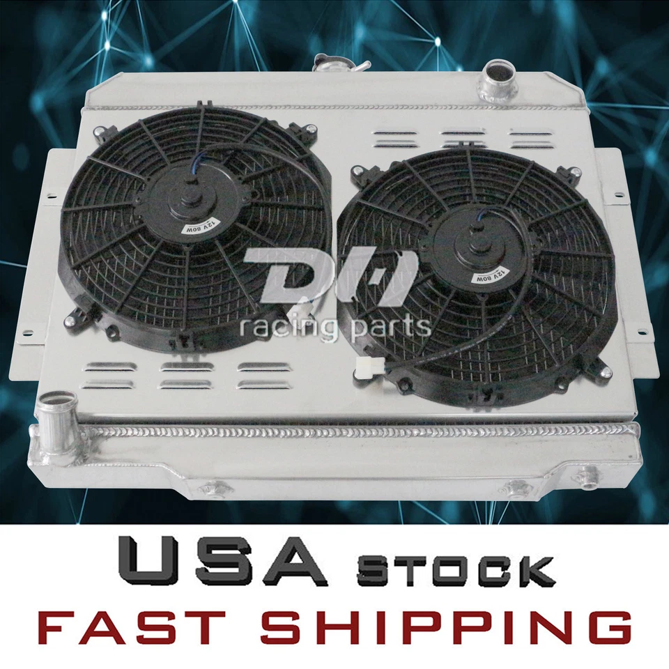 Radiador de 3 filas + cubierta + ventilador adecuado 72-86 Jeep CJ5/CJ6/CJ7 1981-1985 Scrambler #583 Foto 3 de 4