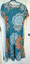 Zaberry Womens Maxi Dress Green XL Mandala Design Round Neck Stretch Summer Boho