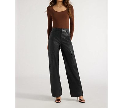 Sofia Jeans Womens Pants Size 12 Black Super High Rise Cargo Relaxed Straight