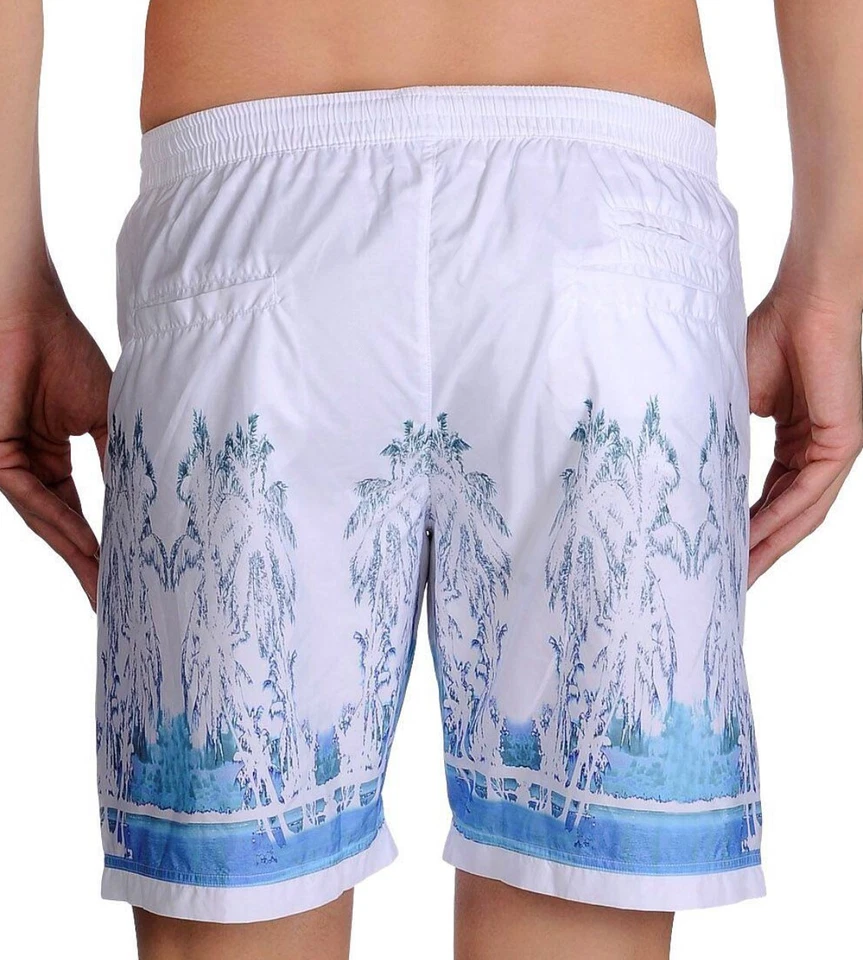 Pantalones Cortos Para Hombre Just Cavalli Blanco Azul Flores Hawaiano Playa Atlético Boxer Talla XL Foto 2 de 4