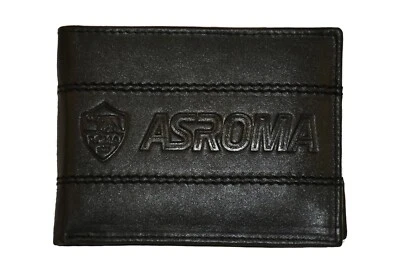ENZO CASTELLANO PORTAFOGLIO UOMO AS ROMA CALCIO ORIGINALE IN VERA PELLE LOGO PRODOTTO UFFICIALE