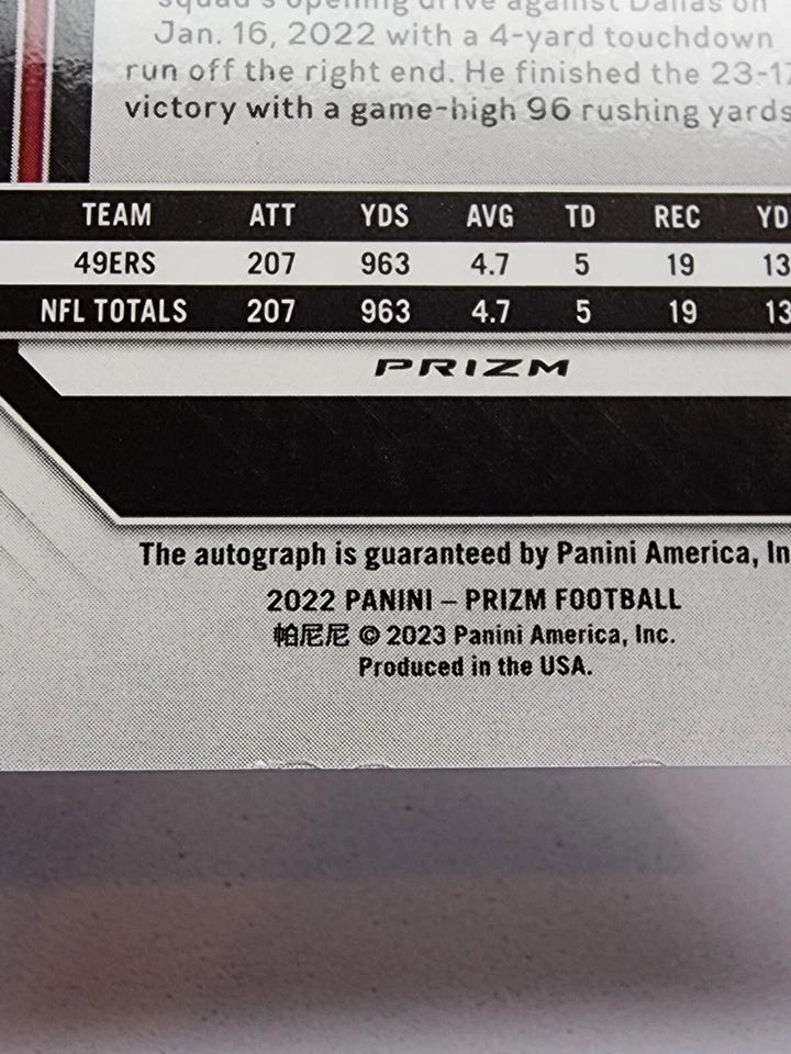 Eli Mitchell 2022 Panini Prizm Autograph Prizm Silver #264 Auto 49ers - Image 3 of 3