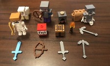 Lego Minecraft Mini-figures Lot Steve Skeleton Sheep Weapons Chest TNT Crafting