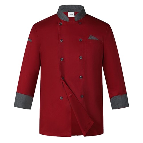 Men Unisex Chef Kitchen Work Coat Restaurant Cooking Jacket Tops Canteen Uniform - Picture 89 of 89