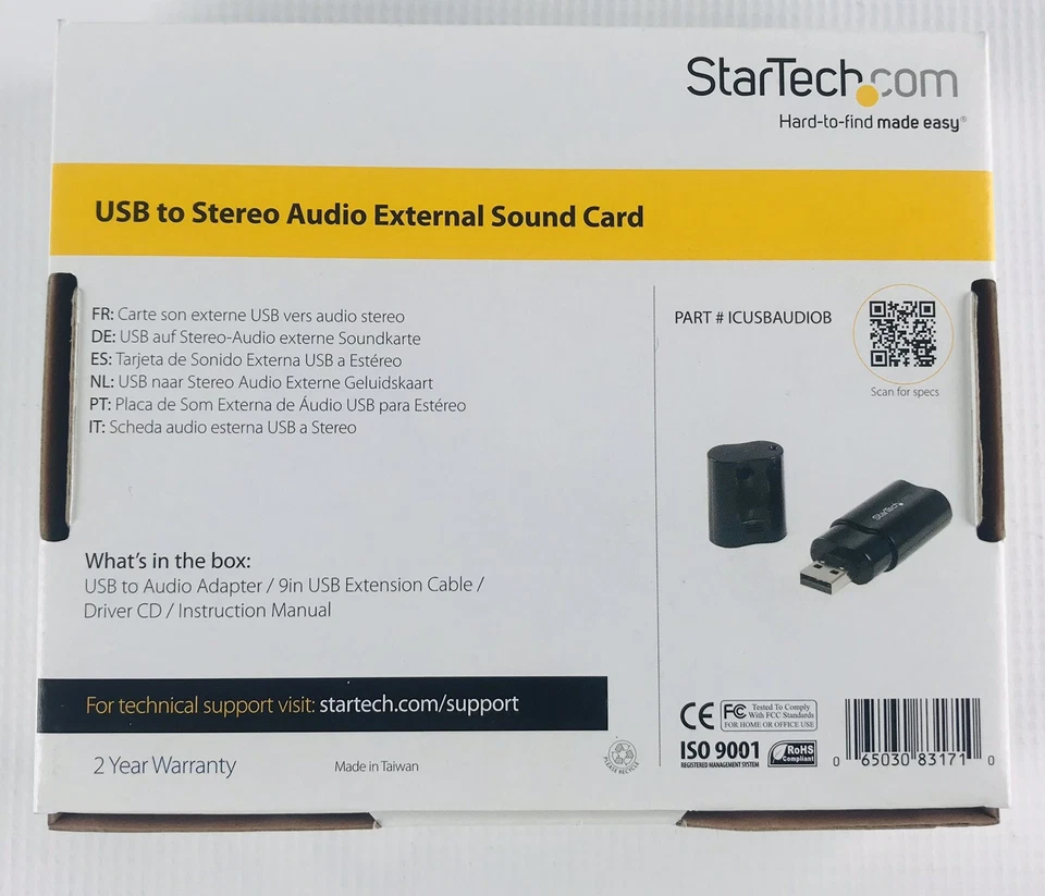 Startech USB Sound Card, 3.5mm audio adapter to USB, External ICUSBAUDIOB - Image 3 of 4