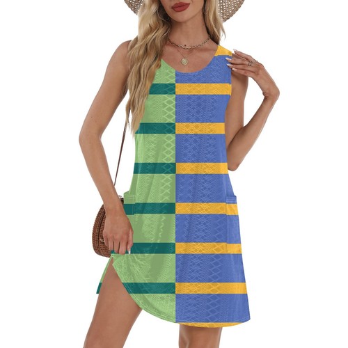 Women's Casual Sundress With Pockets Summer Boho Beach Dress T-Shirts Dress V - Picture 28 of 45