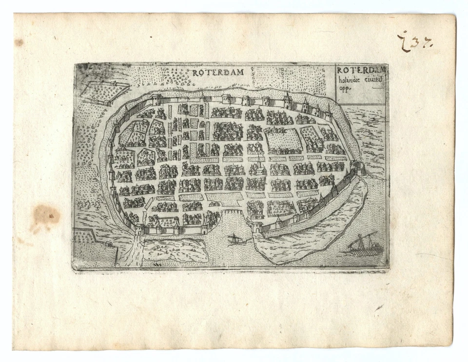 Antique Map "Rotterdam" (Netherlands) Francesco Valegio-D. Rascicotti, c.1598 — 第 2/2 张图片
