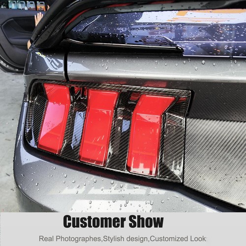 For Ford Mustang S650 2024UP Carbon Fiber Rear Tail Light Trim Bezel Cover Pair - Picture 5 of 14