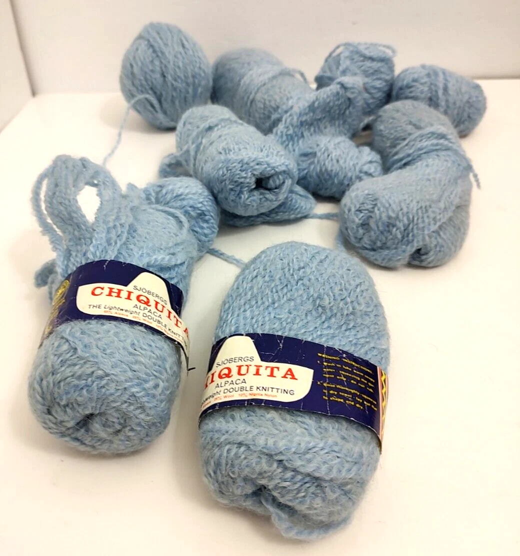 Lot Vtg Chiquita 100 Alpaca Yarn 5.5 Oz Sweden Lightweight Double Knitting Blue
