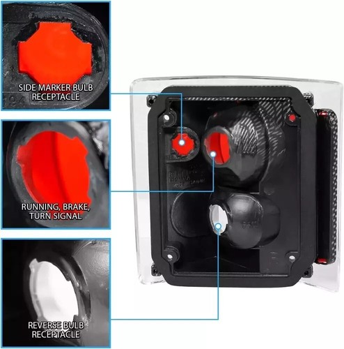 Carbon Black Housing Brake Tail Lights Set for 1973-1991 Chevy/Gmc Full Size Bla - Picture 3 of 6