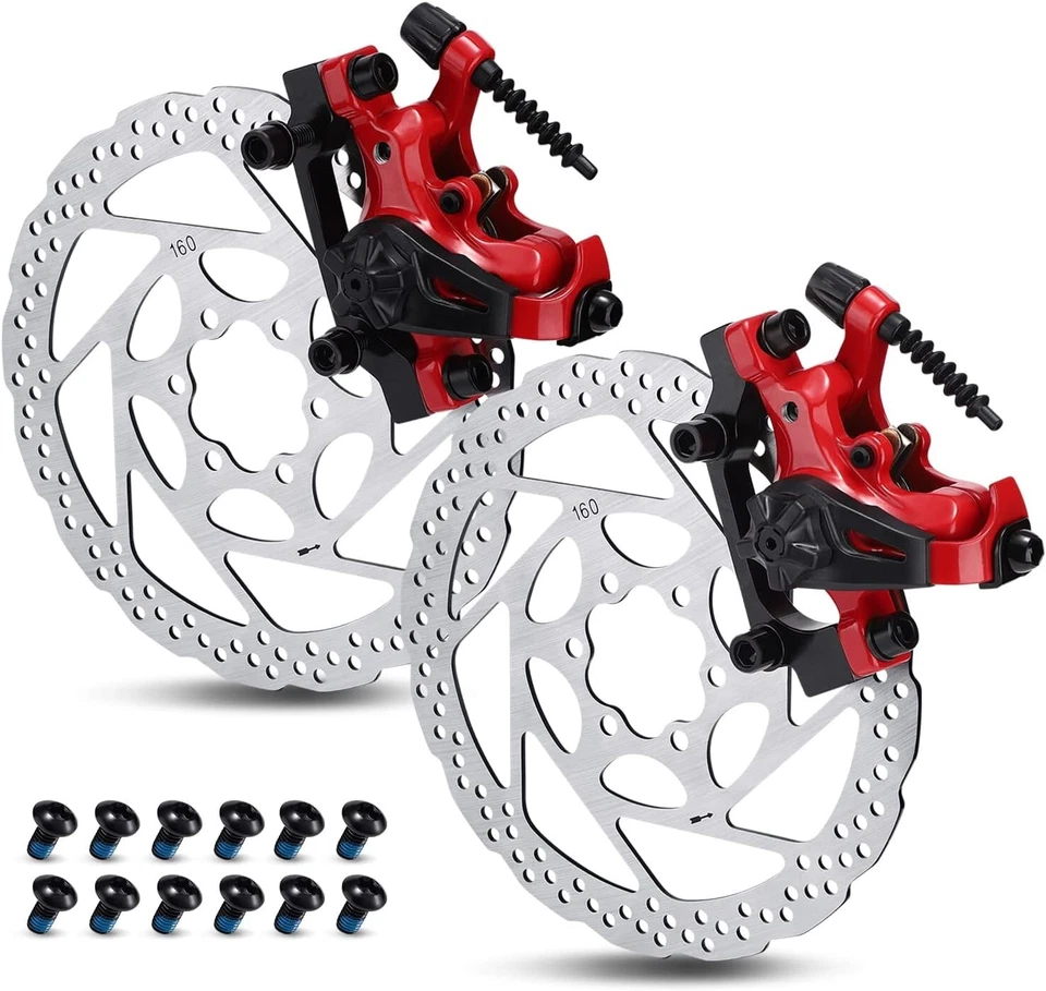 Premium Dual Piston Disc Brake Caliper Kit with Lightweight 160mm Rotors - Red - Image 3 of 4