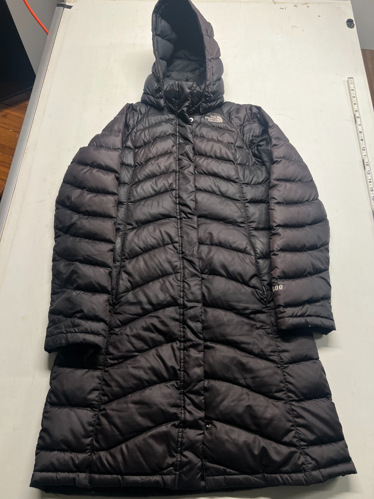 The North Face 600 Puffer Parka Black Full Zip Goose Down Quilted Women Sz Small