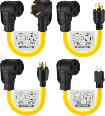 #ad 4 Pcs Rv Generator Adapter Cord Kit Tt 30P 5 15P L14 30P L5 30P to 14 50R 30A $64.79