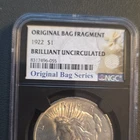 1922 Peace Dollar NGC Brilliant Uncirculated $1 Silver Original Bag Fragment