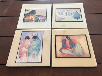 Lot Of 4 Art Tiles R.C Gorman, Deborah Hiatt, Jim Prindiville, Gail Maio Signed
