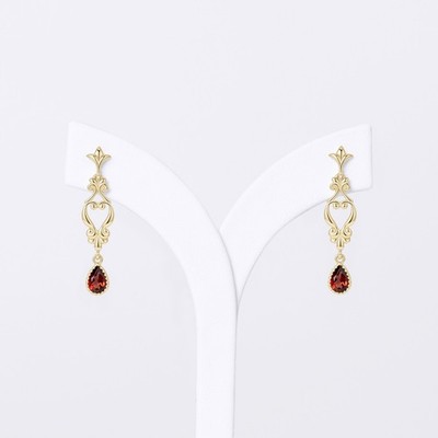 Garnet Pear Drop Earrings, Gold Vermeil, Vintage Statement Jewellery