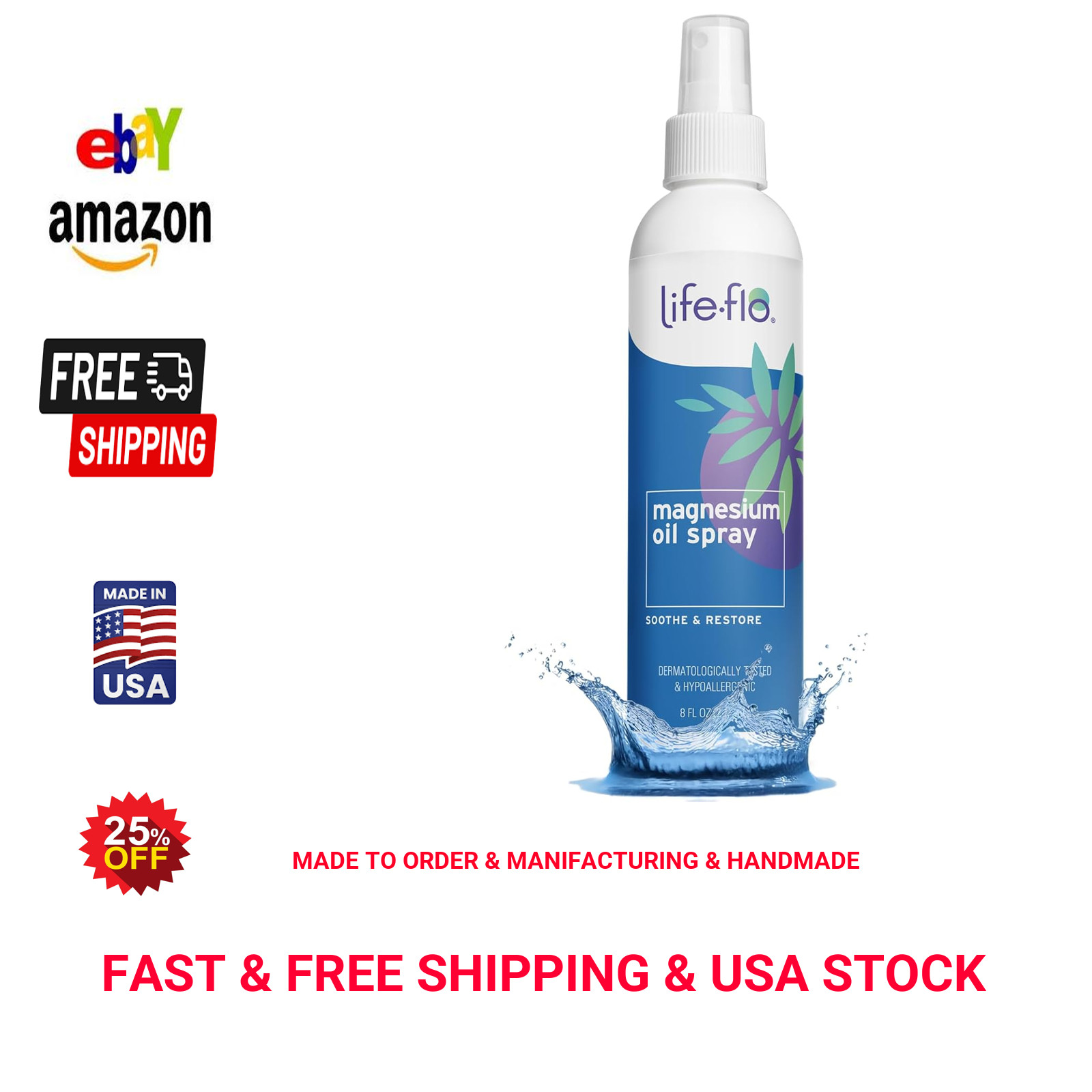 Magnesium Oil Spray Pure Magnesium for Feet and Body Zechstein Seabed 8 oz