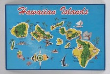 Map Hawaiian Islands Niihua Kauai Oahu Molokai Lanai Maui Kahoolawe Postcard