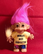 Vintage World's Best Babysitter RUSS Troll Pink Hair 1990's