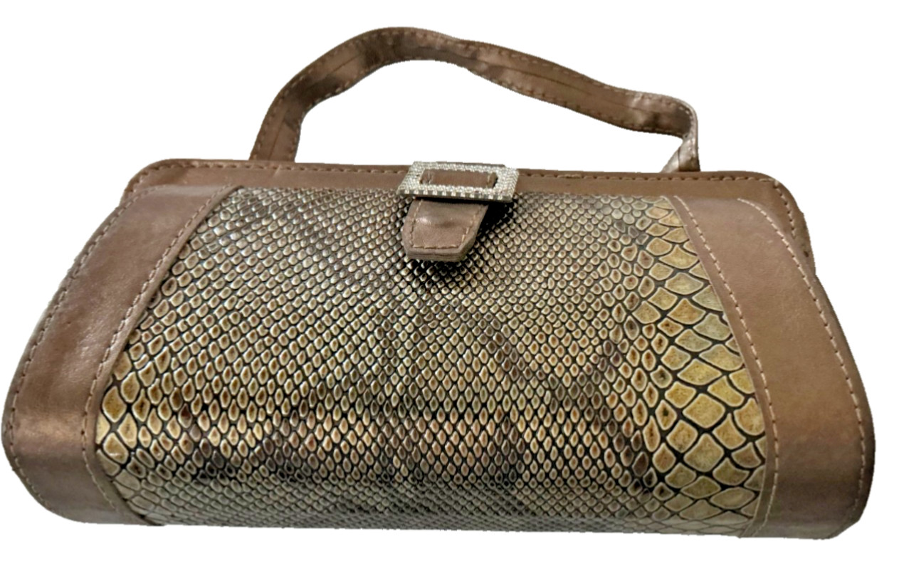 Python Embossed Metallic Leather Snap lock Purse … - image 1