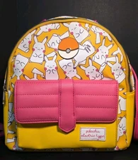 Pokemon Pikachu Electric Type Mini Backpack Bioworld Yellow Pink Pokeball
