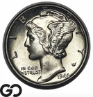 1944-D Mercury Dime, Frosty Solid Gem BU++ FSB, Full Split Bands