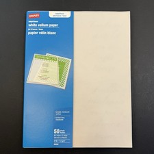 Staples Inkjet Laser White Vellum Translucent Paper 8.5” x 11” 50 Sheets 26232