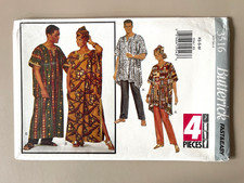 1990's Butterick Unisex Caftan,Tunic,Pants,Headwrap Pattern 3516 Size XS-M UNCUT