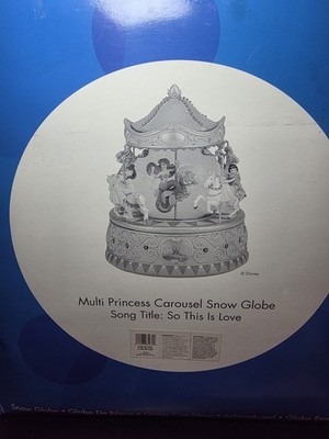 Disney Multi Princess Carousel Snow Globe So This Is Love 1948 Walt Disney RARE