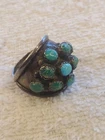 1940s-50s Vintage NAVAJO Sterling Silver & Turquoise Domed Cluster Ring Size 7