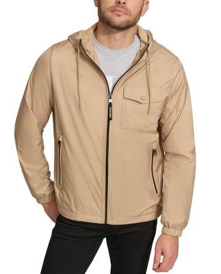 Calvin Klein Men's Polar Fleece Lined Windbreaker Tan XL Jacket