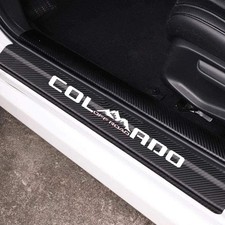 4Pcs Car Door Sill Protector Reflective Carbon Fiber Leather Stic Color: White