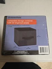 Essentials Fabric Storage Collapsible Black Cube Organizer 10.5 X 11 in NIP